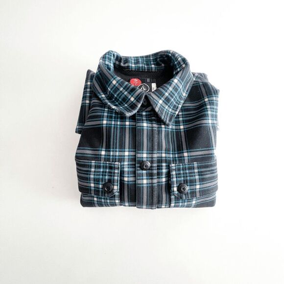 Volcom Mens Long Sleeve Shirt Shacket Plaid Chest Pockets Casual Blue Small - Picture 8 of 8